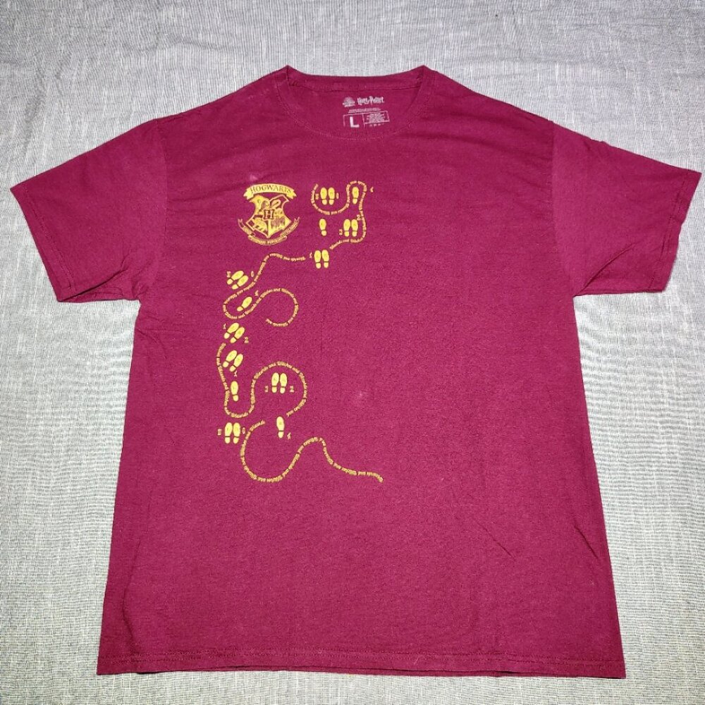 Harry‎ Potter T-Shirt Size Large Maroon Crew Neck Footsteps